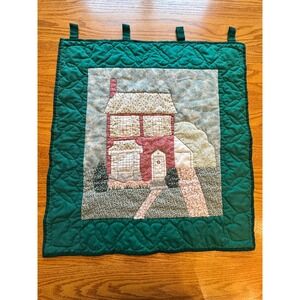 Vintage Quilted Wall Hanging Oven Cover Home Decor Green Pink Cottagecore Granny